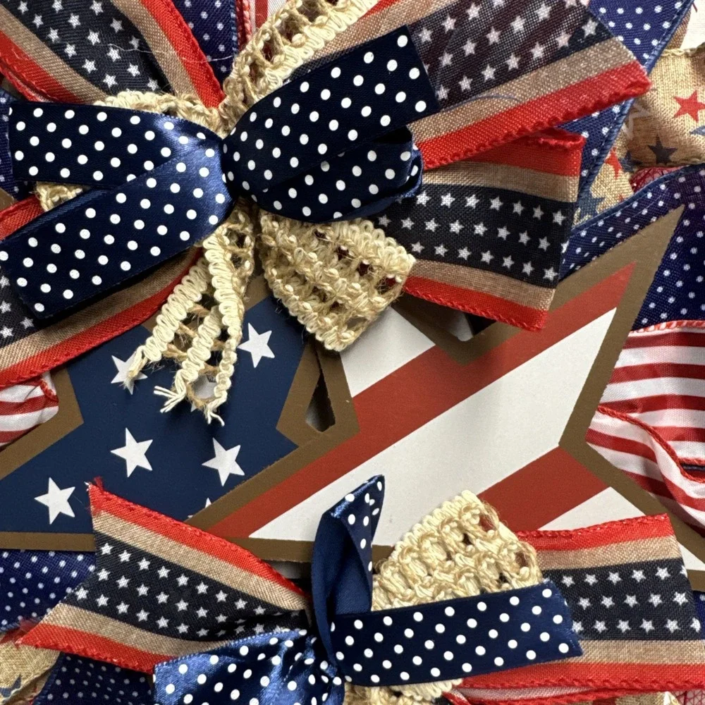 American Door Wreath Handmade for 250 American Birthday Decorations